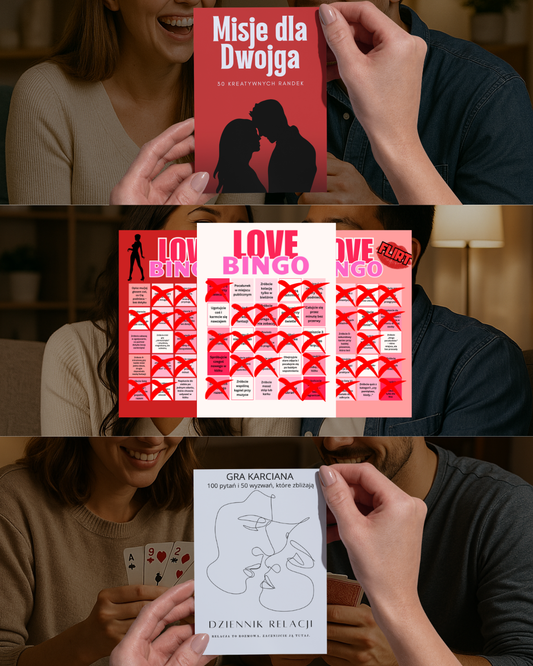 Zestaw dla Par: Dziennik Relacji – Gra karciana + Love Bingo + Misje dla Dwojga