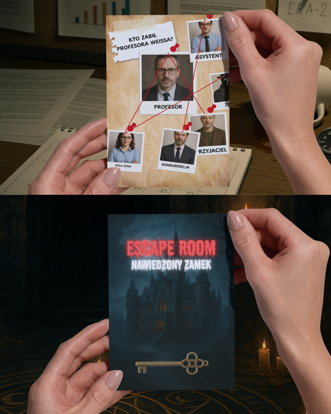 Zestaw: „Kto zabił profesora Weissa?” + „Escape room: Nawiedzony Zamek”